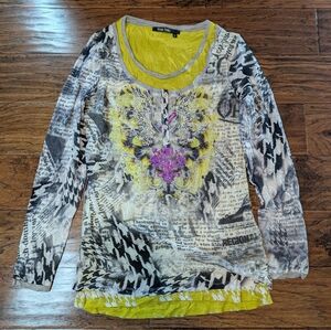 Marc Aurel Y2K Long Sleeve 2 Layer Top Size 42